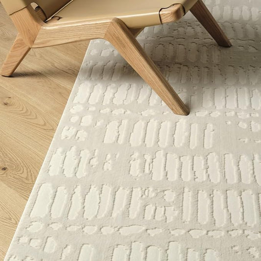 Revival Rugs Shell 5'3"x7'10" Washable Area Rug for Living Room Bedroom - 100% Recycled Oeko-TEX Certified, Medium Pile, Beige, Cream