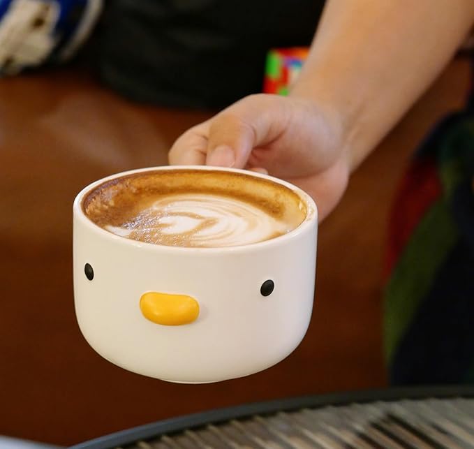 PURROOM Cute Duck Coffee Mug, 8 oz Latte Cup, Handmade Glaze Small Coffee Cup, Safety Ceramic Milk Mugs. Best Gifts For Coffee Lover.