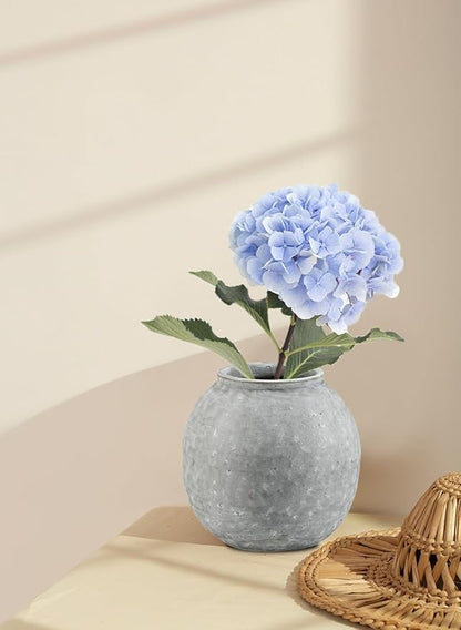 Serene Spaces Living Antique Ashen Orb Cement Vase, Grey Concrete Floral Vase, Home, Office Decor, Table Centerpiece for Vintage Wedding, Anniversary, Birthday, Holiday, 8.5" Diameter & 8.5" Tall