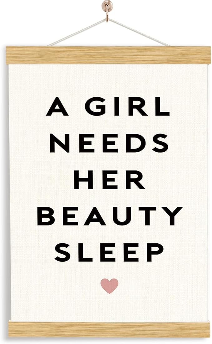 YGSDZY Rustic Hanging Canvas Poster, A Girl Needs Her Beauty Sleep Poster, Home Dorm Decoration, Bedroom Door Hanging Decor, Canvas Wall Art for Girls Bedroom, Gift for Teen Girls 11.8 * 15.7