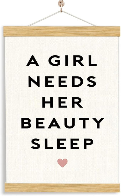 YGSDZY Rustic Hanging Canvas Poster, A Girl Needs Her Beauty Sleep Poster, Home Dorm Decoration, Bedroom Door Hanging Decor, Canvas Wall Art for Girls Bedroom, Gift for Teen Girls 11.8 * 15.7