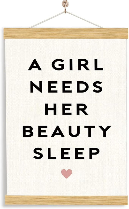 YGSDZY Rustic Hanging Canvas Poster, A Girl Needs Her Beauty Sleep Poster, Home Dorm Decoration, Bedroom Door Hanging Decor, Canvas Wall Art for Girls Bedroom, Gift for Teen Girls 11.8 * 15.7