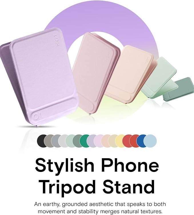 MOFT Phone Tripod Wallet for iPhone, Mulit-Angles, Lightweight & Portable Phone Stand, MOVAS Vegan Leather Magnetic Wallet, Strong Magnets, NFC Card Holder,Travel Essential, Peony (Without Card Slot)