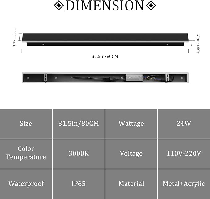 2 Pack 31.5inch Modern Outdoor LED Wall Lights 24W Exterior Wall Light Fixture IP65 Waterproof 3000K for House Porch Courtyard