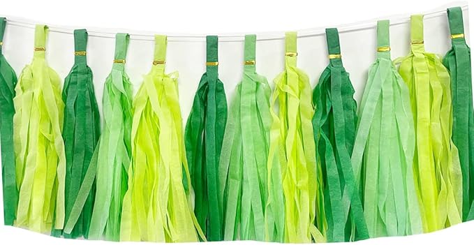30pcs Paper Tassels Garland Banner Tissue Paper Tassel DIY Hanging Paper Decorations Party Tassel Garland Decor Baby Shower Nursery Wedding Festival Baby Shower Decoration(30, Green Set)