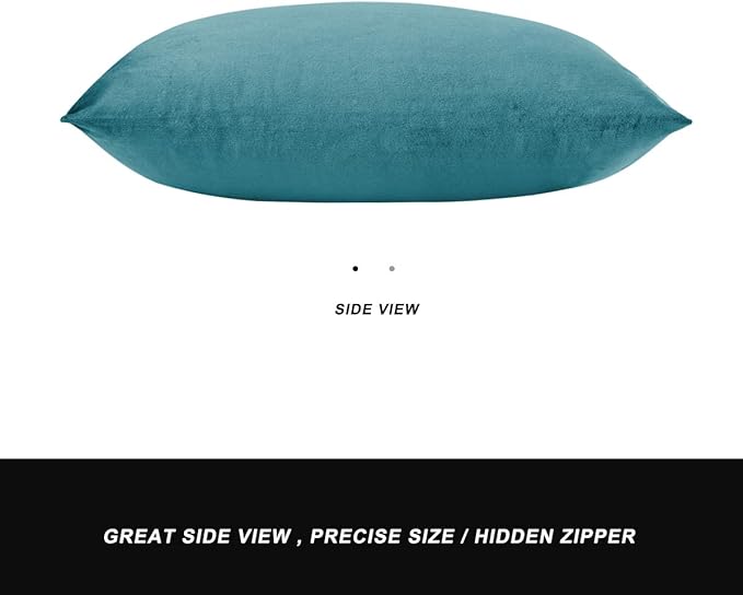 GIGIZAZA Decorative Small Lumbar Pillow Covers,Set of 2 Cushion Covers Velvet Teal Peacock Green Pillows,Sofa Throw 12 X 20 Pillow Covers