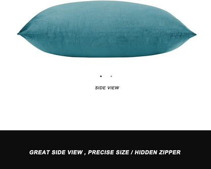 GIGIZAZA Decorative Small Lumbar Pillow Covers,Set of 2 Cushion Covers Velvet Teal Peacock Green Pillows,Sofa Throw 12 X 20 Pillow Covers