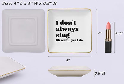 Theatre and Singer Decor Gifts,Music Lover Gift-Karaoke Lovers Keepsake,Musician Teacher Singing Keepsake,Music Party Present-Night Song Singer Present-Ceramic Jewelry Tray Trinket Holder Ring Dish