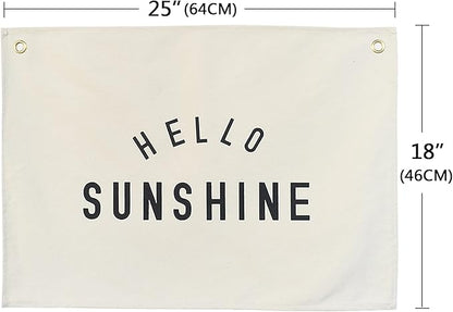 Canvas Banner Hanging Flag Banner for Nursery and Playroom Wall Décor for Kids Trendy Room Décor for Boys and Girls (Hello sunshine)