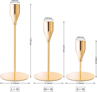 Taper Candle Holders,Tall Metal Candlestick Holders,French Gold,Set of 54,Three Heights,Candle Stick Holder for Wedding Centerpiece Decoration,Dinning,Festival,Party or Home Decor