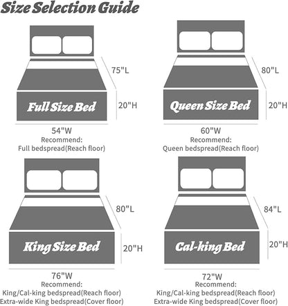 HZ & HY Queen Size Bedspread, Quilted Coverlet Bedding Set, Lightweight Thin Comforter, Reversible, Luxurious, 5 Piece, 100% Microfiber, Queen, White