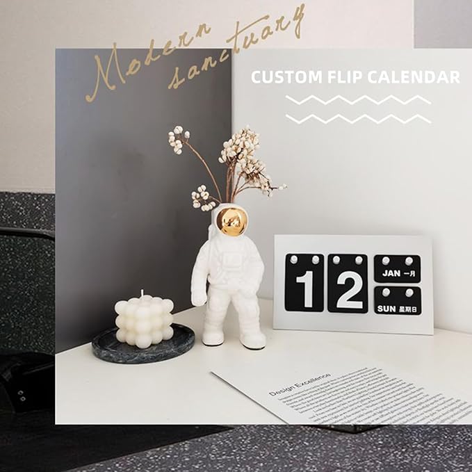 Calendar for Desk, Daily Desktop Perpetual Desk Calendar, Cute Date Display Desk Accessory for Home Office Decor, Teacher, Classroom, Reusable Yearly (BLACK)