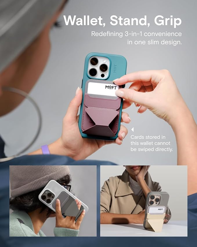 MOFT Magnetic Wallet Stand Compatible with iPhone 17/16/15/14/13/12 Series, Angle Adjustment & Magsafe Compatible MOVAS Phone Stand,Sienna Brown