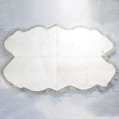Woolous Sheepskin Rug 4x6 ft - Large Genuine New Zealand Lambskin Wool Quad Pelt Sheep Skin Fur Throw Area Rug for Nursery, Bedroom, and Living Room Decor (Linen)