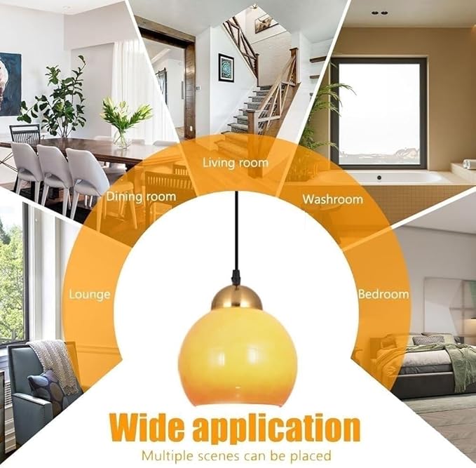 Modern Glass Pendant Light Metal Lamp Body E27 Tri Color Dimming Adjustable Hanging Fixture for Bedroom Bedside Study Minimalist Spherical Design Adaptable Ceilings