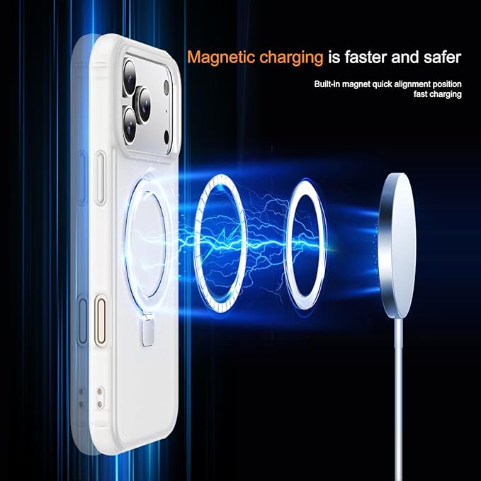 Compatible with iPhone 17 Pro Max Case with Invisible Magnetic O-Ring Stand Military-Grade Phone Case for iPhone 17 ProMax 6.9" [Compatible with Mag-Safe][Great Grip Feeling],Translucent
