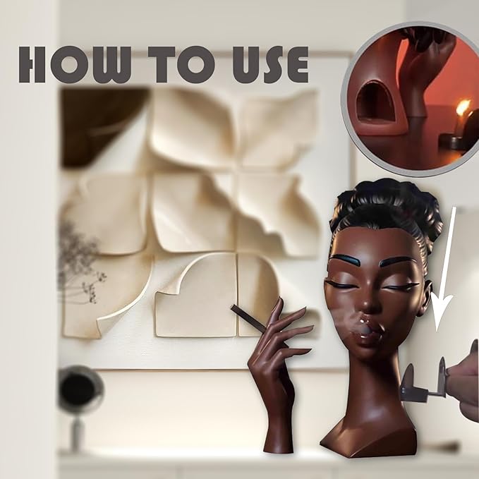 Head Incense Burner Black Woman, Funny and Elegant Head Scents Burner Black Women Facial Decoration, Waterfall Headscents Incense Holder, Ideal for Home Decor and Relaxation (A, Normal)