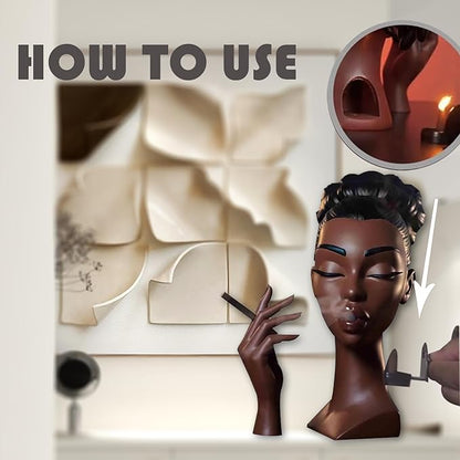 Head Incense Burner Black Woman, Funny and Elegant Head Scents Burner Black Women Facial Decoration, Waterfall Headscents Incense Holder, Ideal for Home Decor and Relaxation (A, Normal)