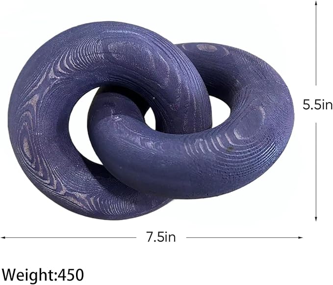 Wood Knot Décor-2 Link Wooden Chain Link Home Decor,Coffee Table Decor Book Shelf Decor Accents Art Decor Living Room Decor Items (Purple)