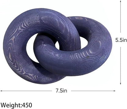 Wood Knot Décor-2 Link Wooden Chain Link Home Decor,Coffee Table Decor Book Shelf Decor Accents Art Decor Living Room Decor Items (Purple)
