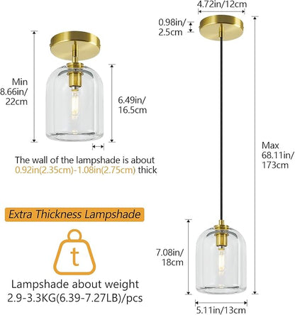 Modern Gold Pendant Lights Kitchen Island Ceiling Chandelier Indoor Crystal Hanging Light Fixtures for Dining Room Kitchen Living Room Bedroom（2Pack）