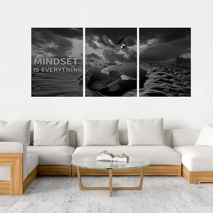 Yetaryy 3 Panels Inspirational Canvas Painting Motivational Wall Art Success Framed Poster Grind Hustle Positive Quotes Wall Poster Office Inspirational Décor 72''W x 36''H (Animals-HeiYing-3XL)