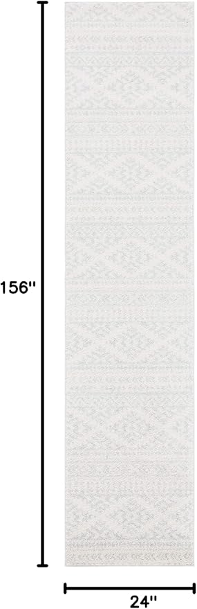 SAFAVIEH Tulum Collection Runner Rug - 2' x 13', Ivory & Light Grey, Moroccan Boho Tribal Design, Non-Shedding & Easy to Clean, Ideal for Living Room, Hallway, Foyer, Bedroom (TUL272G)
