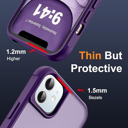 Compatible with iPhone 11 Case with Invisible Magnetic O-Ring Stand Military-Grade Translucent Case for iPhone 11 6.1" [Compatible with Mag-Safe][Great Grip Feeling], Purple