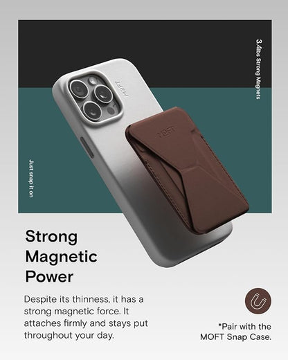 MOFT Magnetic Wallet Stand Compatible with iPhone 17/16/15/14/13/12 Series, Angle Adjustment & Magsafe Compatible MOVAS Phone Stand,Brownie