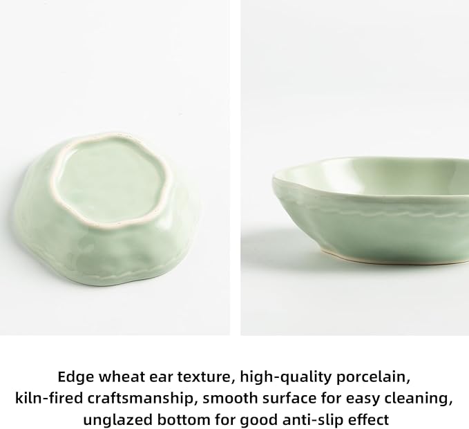 Ceramic Jewelry Tray Ring Holder Dish Floral Trinket Bowl for Women Girls Jewelry Organizer for Vanity Dresser Decor Wedding Birthday Gift for Her (green)