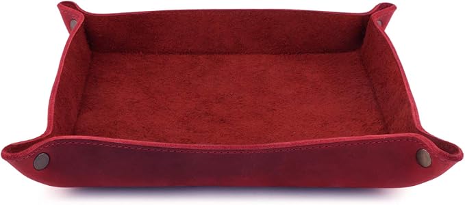 Londo Genuine Leather Tray Organizer - Practical Lightweight Water Resistant Computer Table Desk Storage Box for Wallets, Watches, Keys, Coins, Cell Phones and Office Equipment