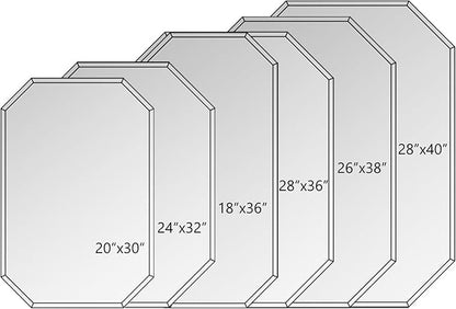 Chende 2 Packs Octagonal Bathroom Mirror with Beveled Edge, 18" x 36" Modern Frameless Vanity Mirror for Bedroom, Entryways, Washrooms, Living Rooms, Horizontal/Vertical Hanging