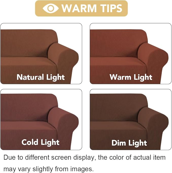 H.VERSAILTEX Stretch Chair Slipcover Sofa Cover Furniture Protector High Spandex Small Checks Knitted Jacquard Sofa Cover Chair Covers for Living Room (Armchair 31"-40", Caramel)