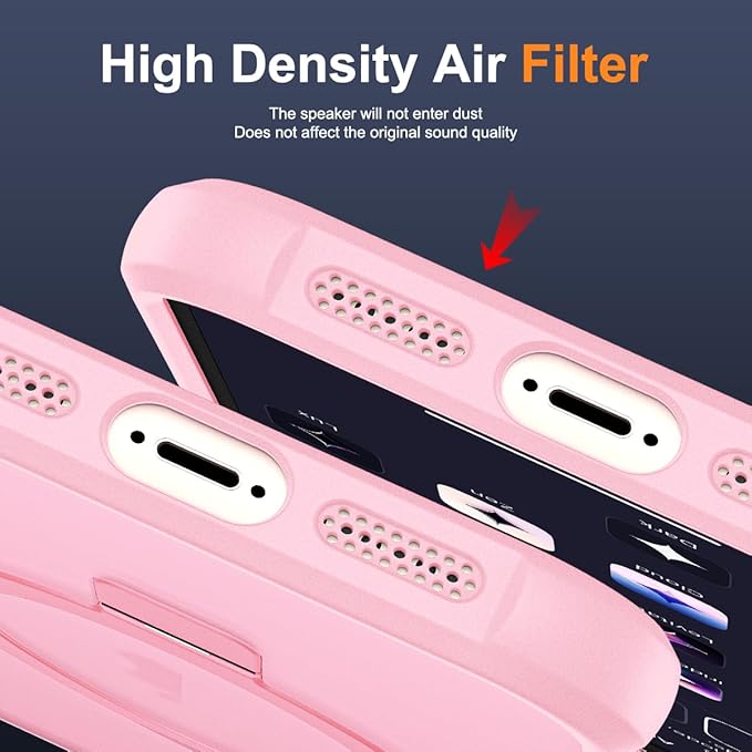 Compatible with iPhone 16E Case with Invisible Magnetic O-Ring Stand Military-Grade Translucent Case for iPhone 16E 6.1" 2025 [Compatible with Mag-Safe][Great Grip Feeling], Pink