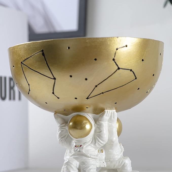 BUTILIVEEN Astronaut Decorative Bowl for Sundries, Spaceman Candy Bowl, Key Holder and Jewelry Storage Box, Astronaut Decor, Gifts for Spaceman Lover, Resin, 5.09" W