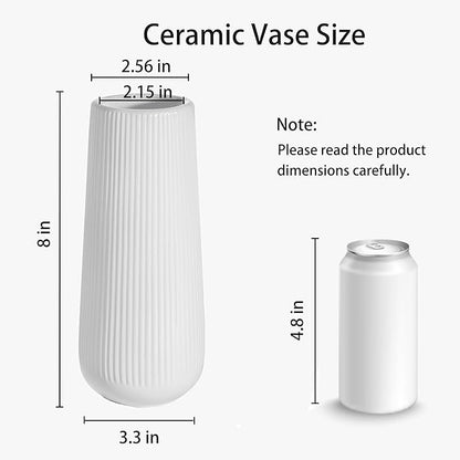 Modern Ceramic Vase, Small White Flower Vase for Table Centerpieces and Rustic Farmhouse Decoration