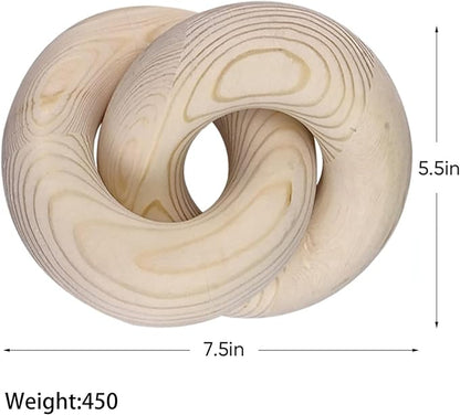 Wood Knot Décor-2 Link Wooden Chain Link Home Decor,Coffee Table Decor Book Shelf Decor Accents Art Decor Living Room Decor Items (Log Color)