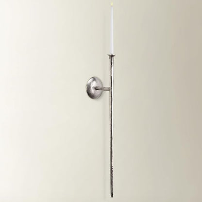 Z Gallerie One Piece Aspar Wall Sconce Long Candle Holder in Silver Finish, Retro Chic Wall Decor for Living Room, Vintage Candle Wall Sconce with Timeless Appeal(Candles not Included)