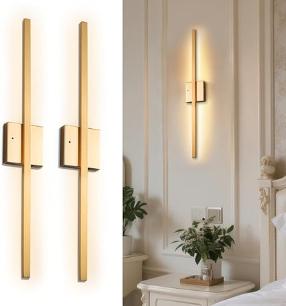 Gold Battery Operated Wall Sconces Set of Two Wireless，Modern Rechargeable Wall Lights Set of 2 with 10000mAh，Dimmable Led Wall Lamps for Living Room Bathroom Bedroom Hallway Headboard Indoor