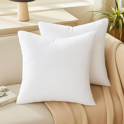 Oubonun 24 x 24 Throw Pillow Inserts - Soft, Plush & Decorative Down Alternative Pillows for Couch Sofa Bed, Machine Washable - White, Pack of 2