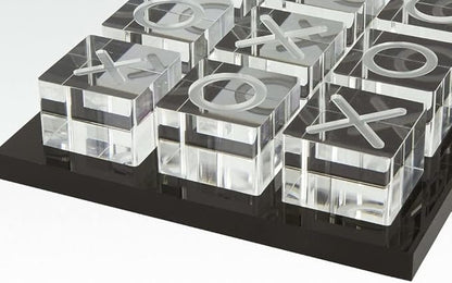 Modern Tic Tac Toe for Home Decoration Acrylic XO with Black Base Decorative Tic Tac Toe Table Top Decoration Coffee Table Decor X/O Board (Clear XO, Black Base)