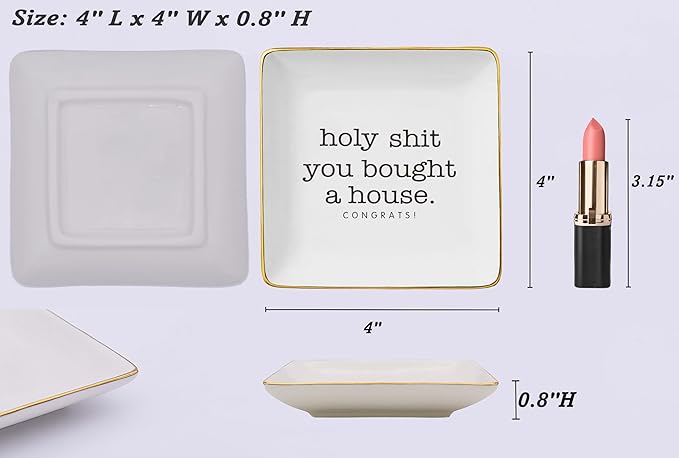 Housewarming Present-Funny Homeowner Keepsake from Real Estate Broker-Congratulation New House Gifts-Happy New Home Gift-Congrats First House Present-Jewelry Tray Trinket Holder Ring Dish