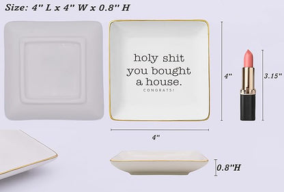 Housewarming Present-Funny Homeowner Keepsake from Real Estate Broker-Congratulation New House Gifts-Happy New Home Gift-Congrats First House Present-Jewelry Tray Trinket Holder Ring Dish