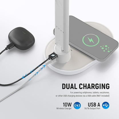 NEEWER Entry Level Version Desktop LED Lamp with USB A Output for Desk, 3 Modes/5 Brightness Levels/4 RGB Effects/CRI85, LCD for Temp/Date/Time/Alarm, Home Office Reading Eye Caring Touch Light, N20
