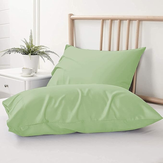 Upgrade Your Bedding Experience with The Made of 100% Cotton Pillow Cases 2 Pack King Pillowcases 20" x 40" Size fits King Pillows. Envelope Closure Sage