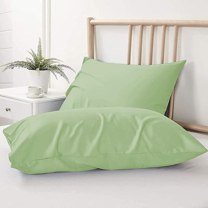 Upgrade Your Bedding Experience with The Made of 100% Cotton Pillow Cases 2 Pack Standard Pillowcases 20" x 26" Size fits Standard Pillows. Envelope Closure Sage