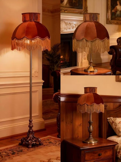 Velvet Shade with Tassel, Caramel, Handmade Dome Design for Floor Lamp and Table Lamp (1, Caramel, Small)