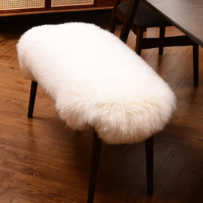 LLB Genuine Sheepskin Area Rug Wool Rug Fur Carpet Fluffy Shaggy Fur Rug for Living Room Kids Bedroom Real Sheepskin Throw Lambskin Rugs Sofa Mat Chair Seat Covers (Ivory White, 2 x 3 ft Sheepskin)