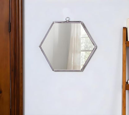 HomeRoots 8" Silver Hexagon Steel Framed Accent Mirror
