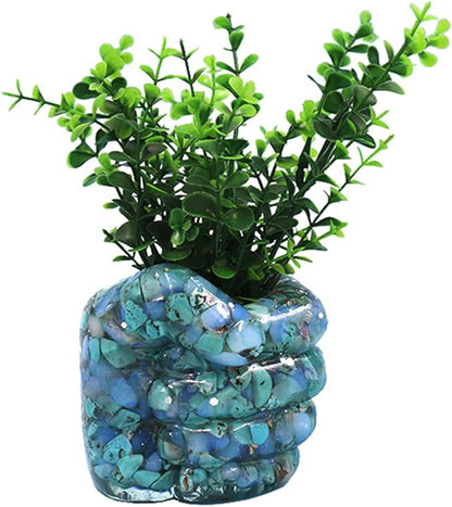 Fist Silicone Flower Pot Concrete Mold Succulent Planter Molds Vase Left Right Hand Pen Holder Storage Box Mould Epoxy Resin Clay Cement Moulds (Left Hand)